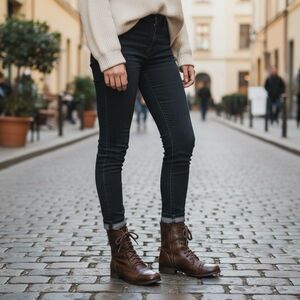 Steve Madden Women's Troopa Brown Leather Combat Boots sz: US 6.5